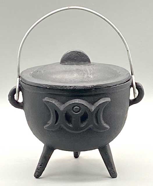 4.5" Triple Moon Cast Iron Cauldron w/ Lid